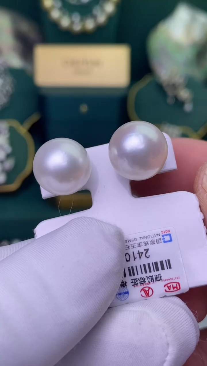 【闪购商品】海水珍珠耳饰银S925镶嵌13-14