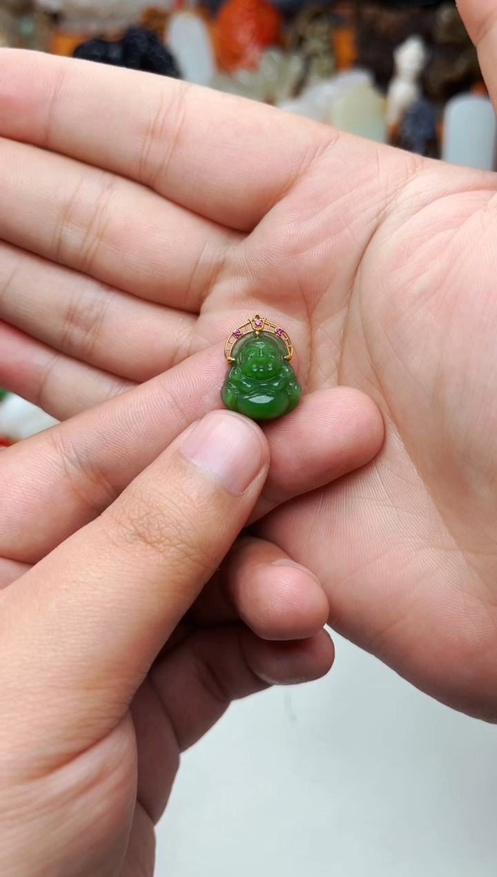 【闪购商品】和田玉颈饰18K金镶嵌佛公01