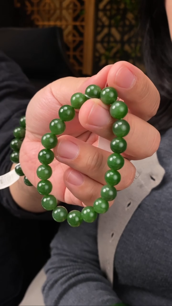 【闪购商品】和田玉碧玉手串未镶嵌【玉道侠侣】俄料没黑点10MM