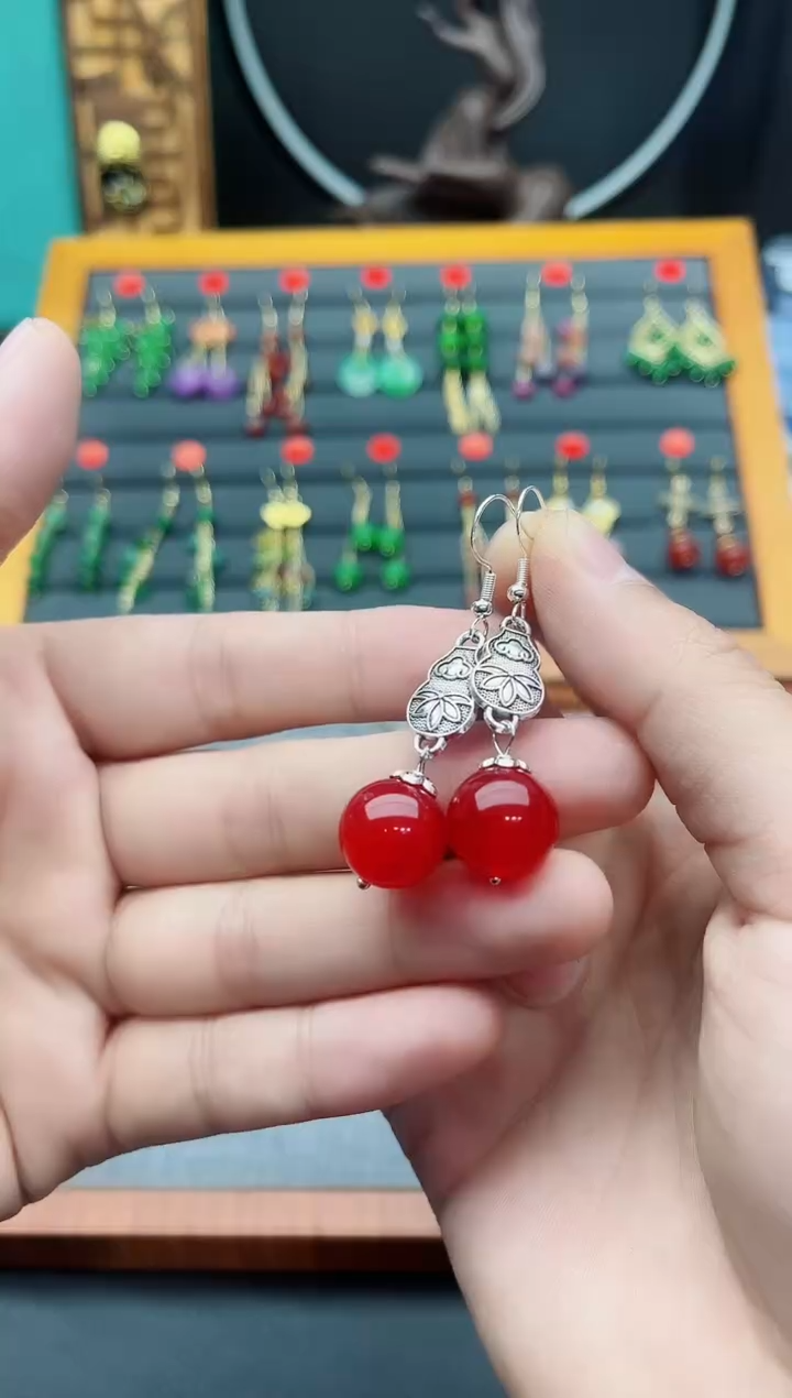 【闪购商品】玛瑙/玉髓耳钉银S925镶嵌534000