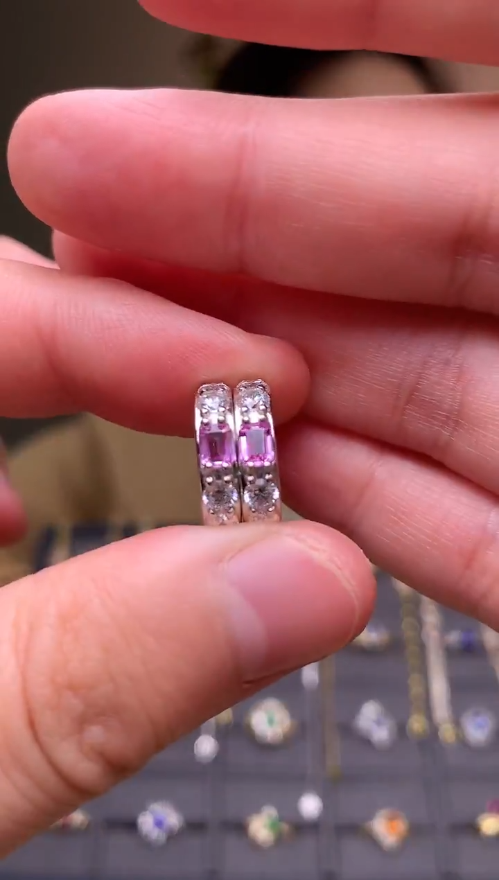 耳饰蓝宝石银S925镶嵌耳饰