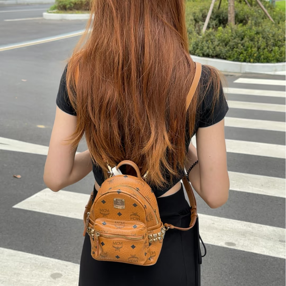 95新 MCM 干邑色超mini双肩包/ZH11505011/5011