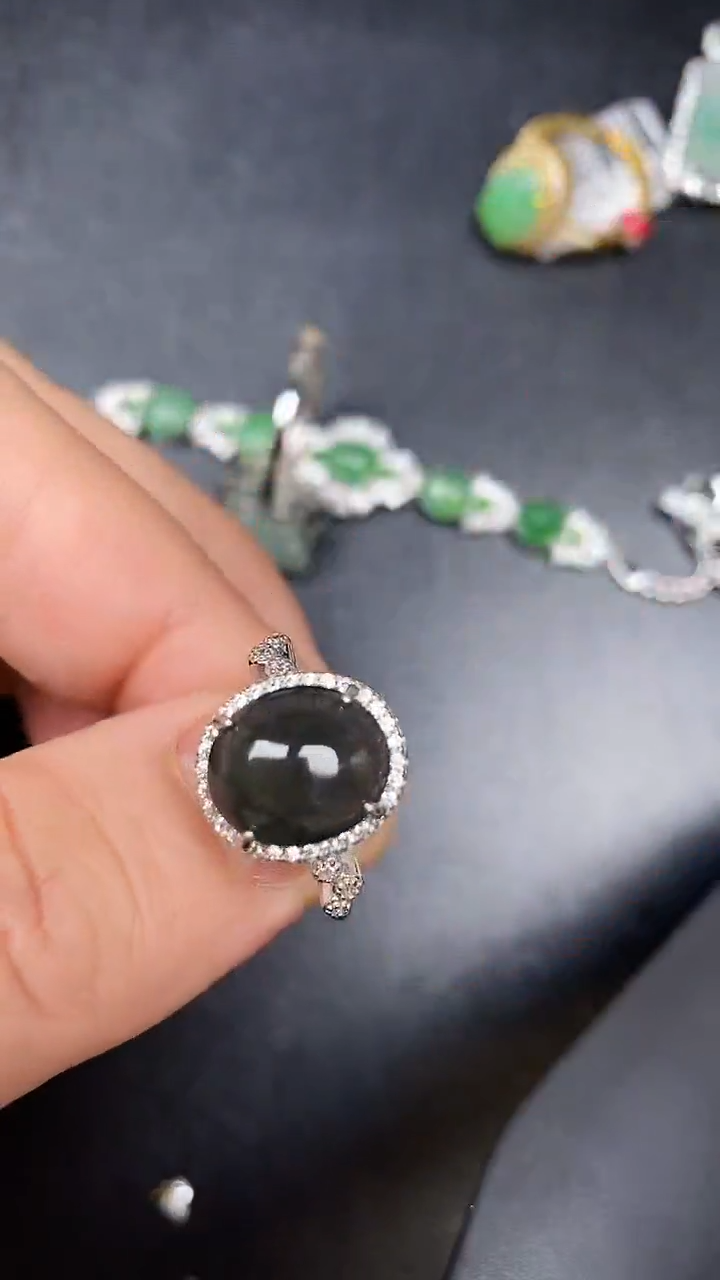 银S925镶嵌戒指翡翠3333