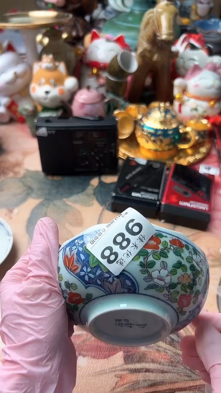 手工艺品琉璃村***人瓷器  百花图造型