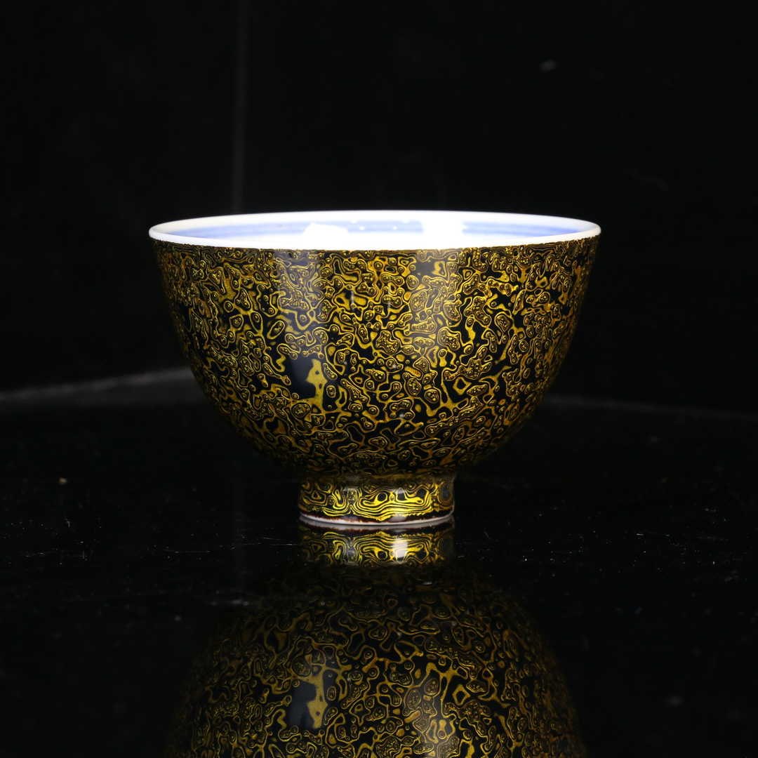  【逸古堂】大漆黑金鸡心杯 家用瓷器茶周边