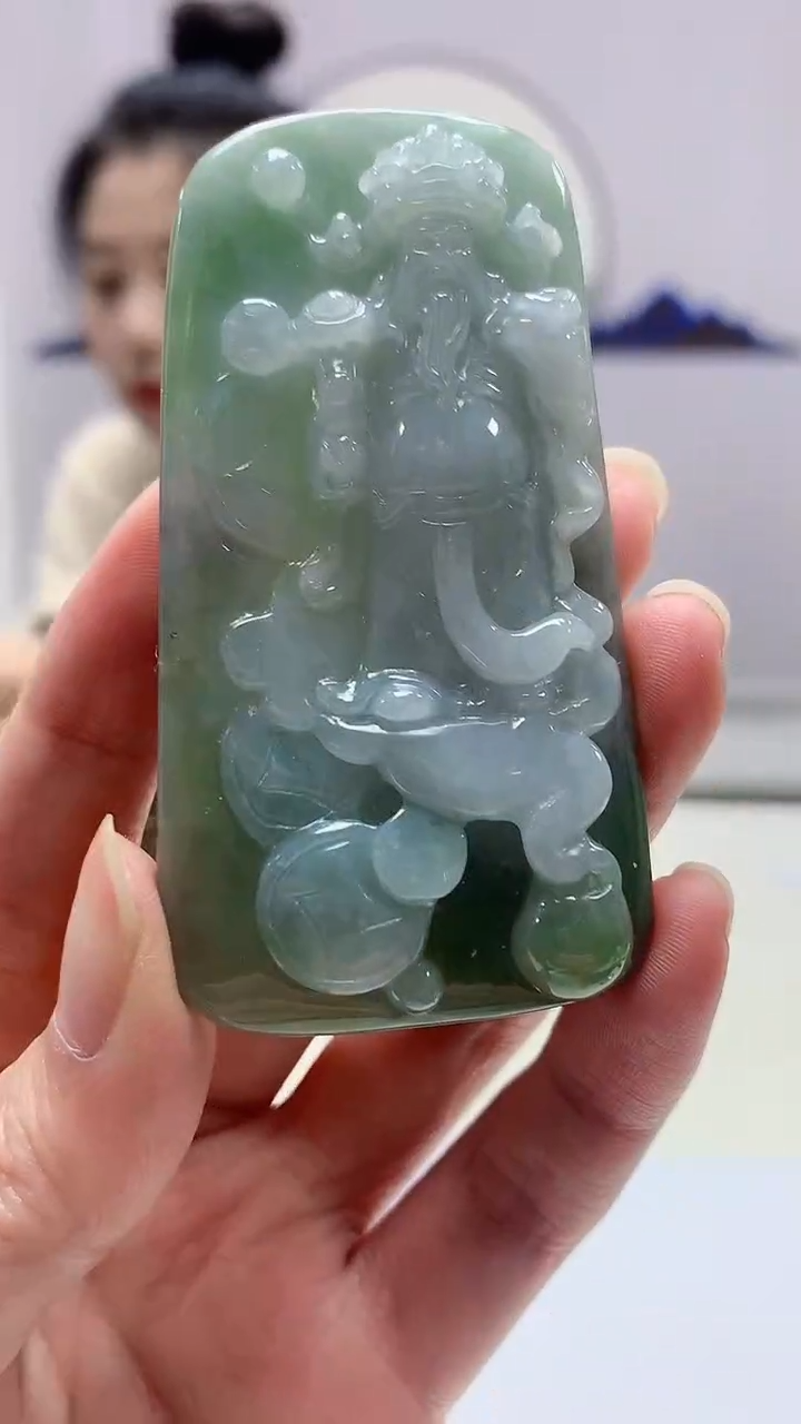 【闪购商品】定制翡翠未镶嵌4902zm-毛货挂件财神115