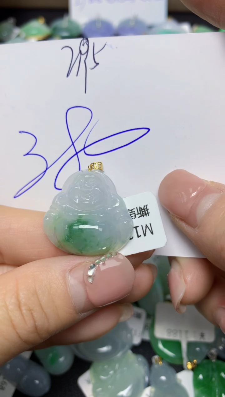 【闪购商品】翡翠挂件18K金镶嵌 天然翡翠A货