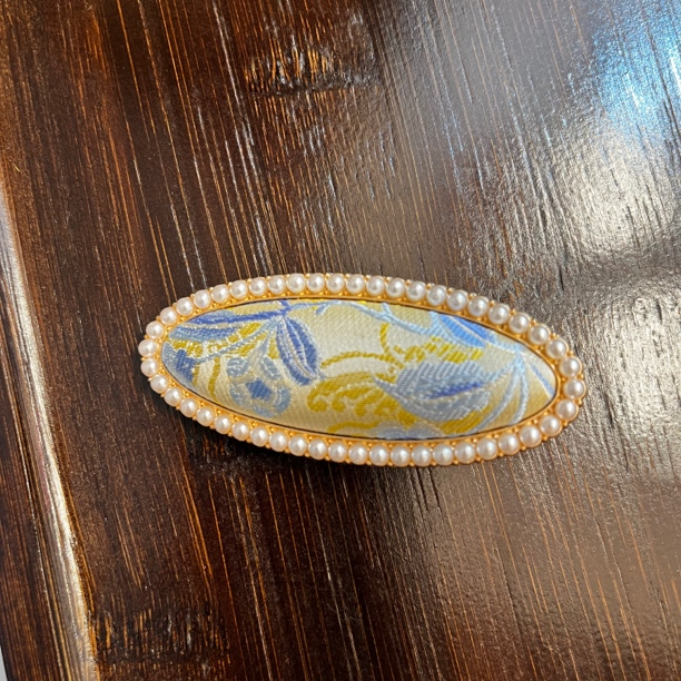 宋锦气质重工精美发饰发夹复古古风蓝色边夹头饰中古发卡一物一拍