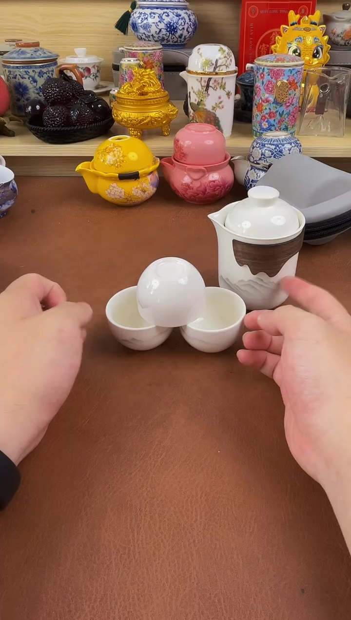 陶瓷茶具摆件旅行套组