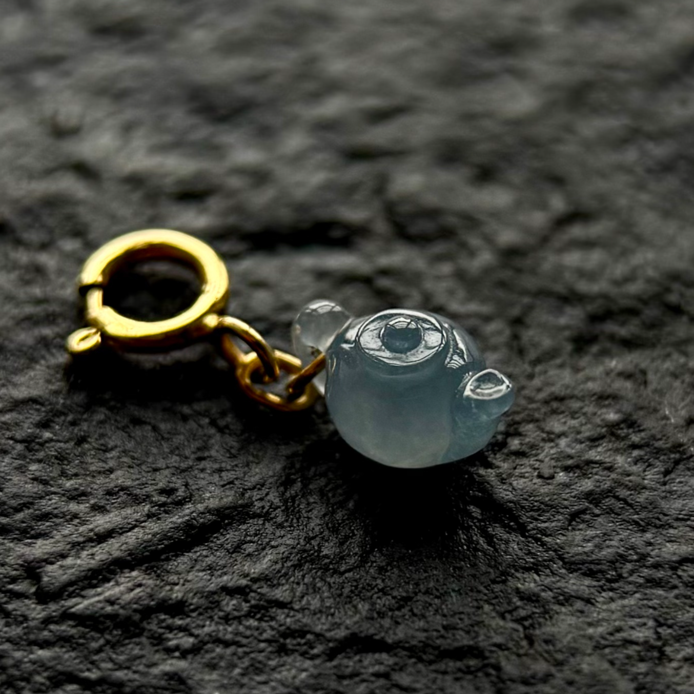 冰蓝茶壶小挂件四会翡翠缅甸天然A货翡翠气质蓝色百搭精美