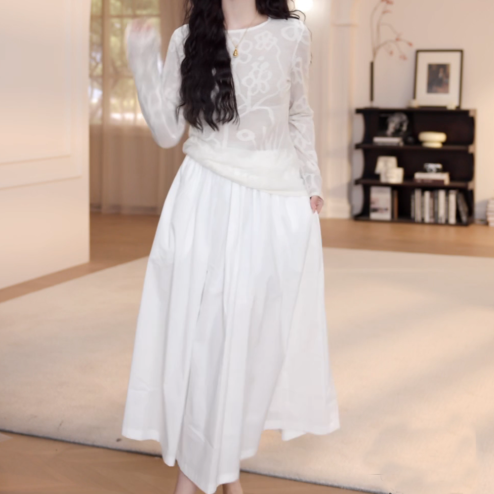 白色显瘦蛋糕裙气质高腰半身裙女2025春季裙子