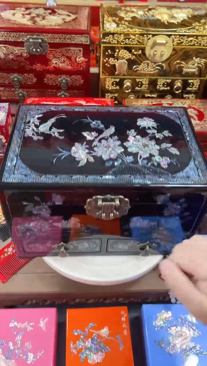 【闪购商品】29厘米三层双抽满面螺钿黑色喜上枝头