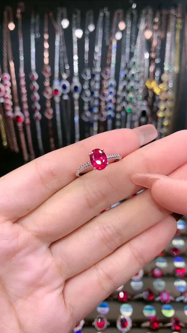 【闪购商品】红宝石戒指银S925镶嵌6.8银色