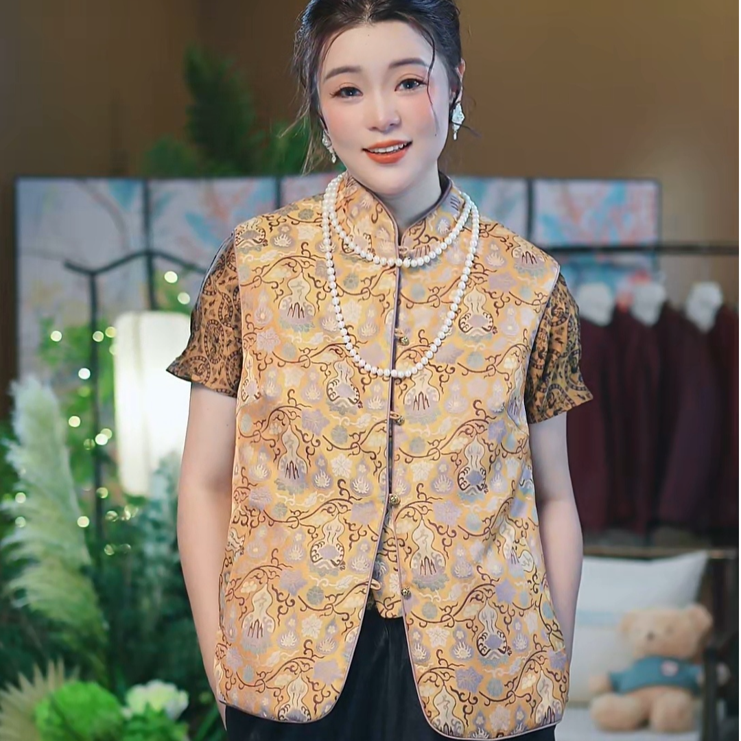 杯子家《蚕丝袄中式马甲》秋冬保暖百搭高贵气质优雅背心
