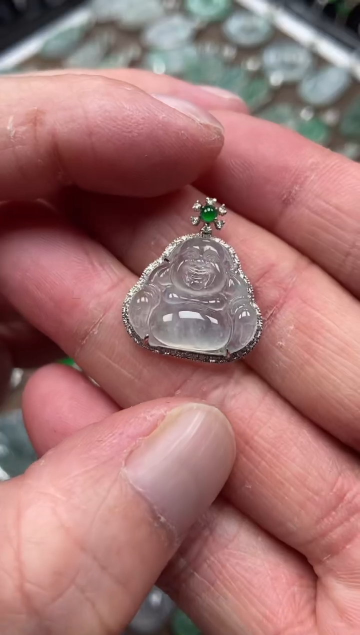 【闪购商品】翡翠吊坠(不含链)18K金镶嵌佛公