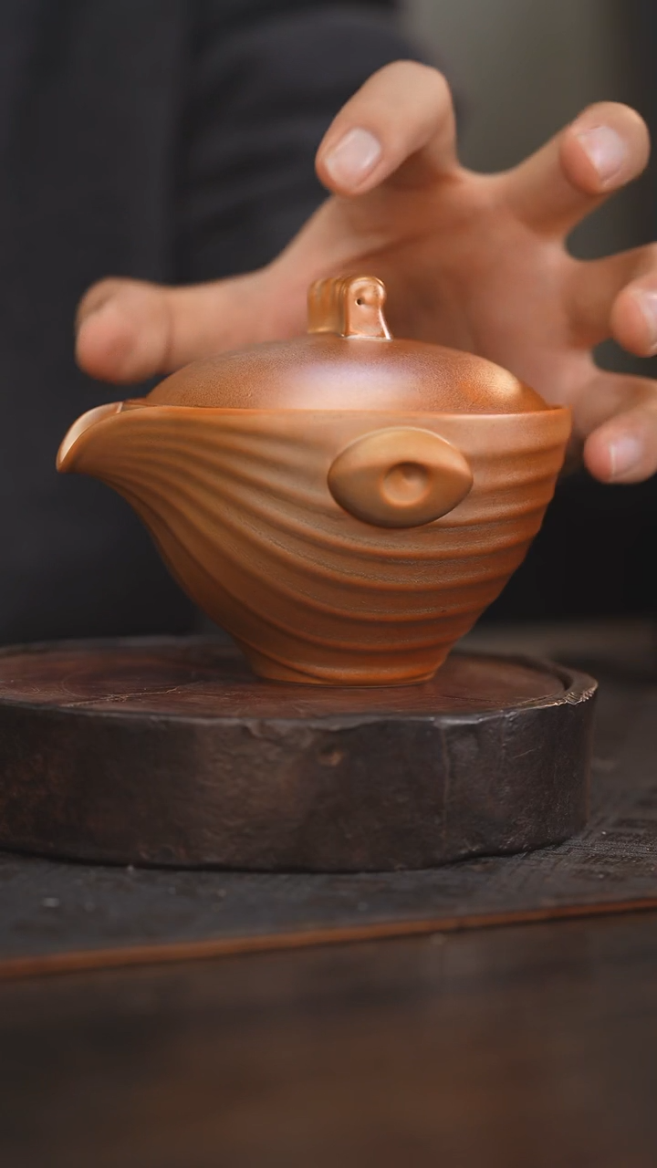 【闪购商品】杯50柴房陶瓷丨金红手抓壶