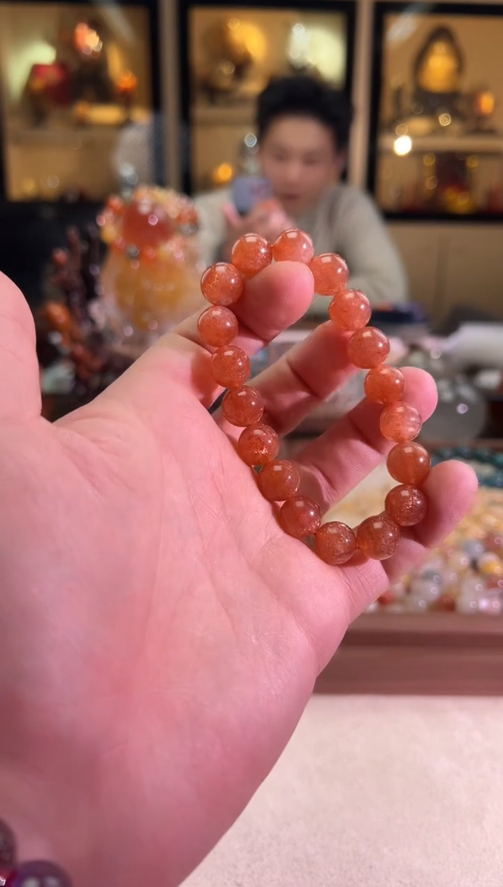 未镶嵌手串日光石11mm+辣椒油金太阳(多样性发一）