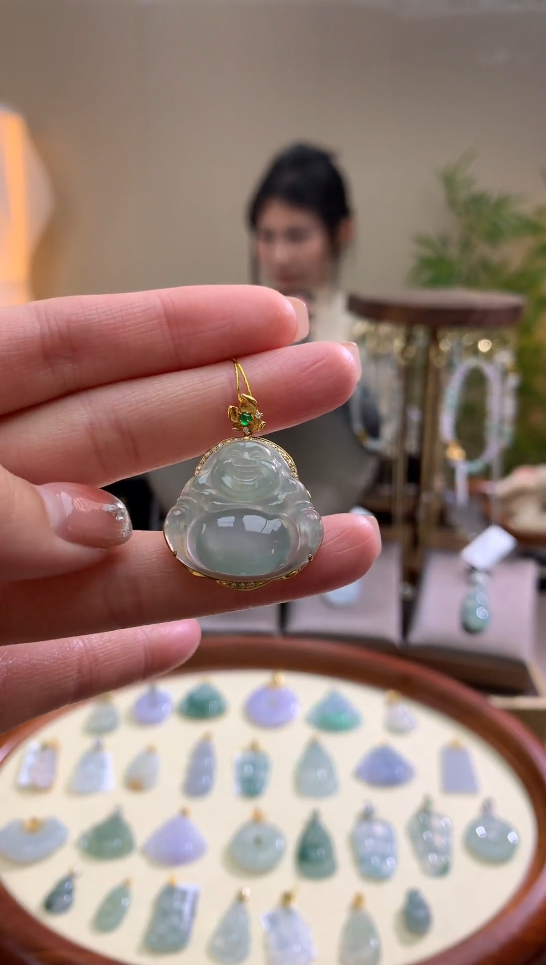 【闪购商品】翡翠颈饰18K金镶嵌佛公