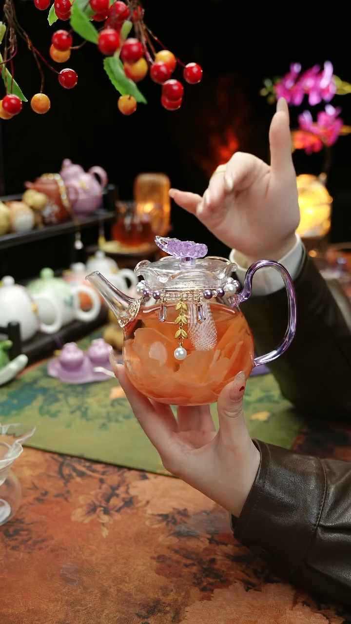 【闪购商品】紫色铃兰花茶壶+链子