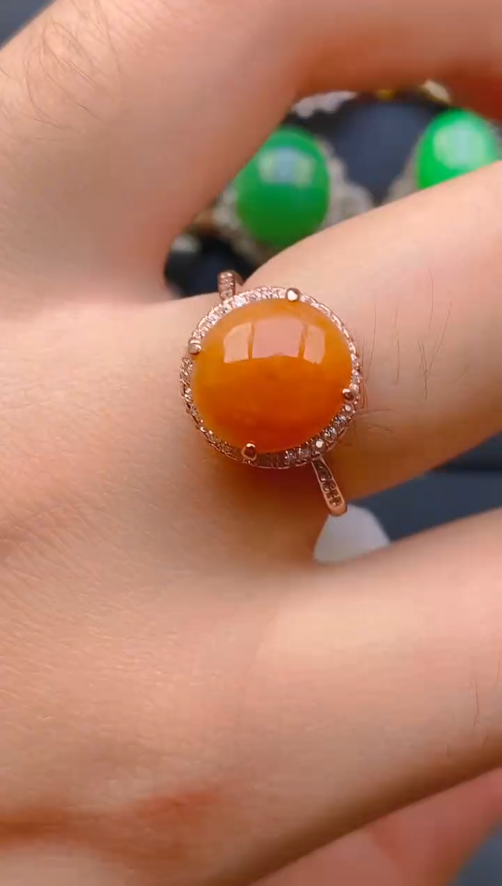 【闪购商品】翡翠戒指银S925镶嵌天然A货翡翠1