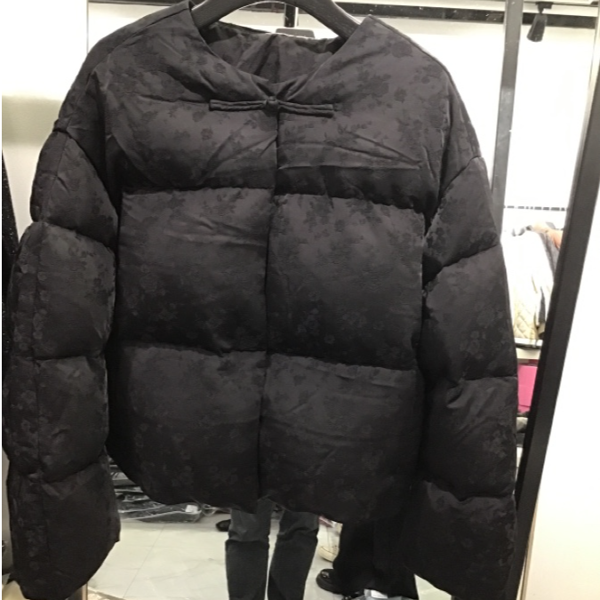 【娟娟】设计感休闲时尚黑玫瑰羽绒服外套MF8082303