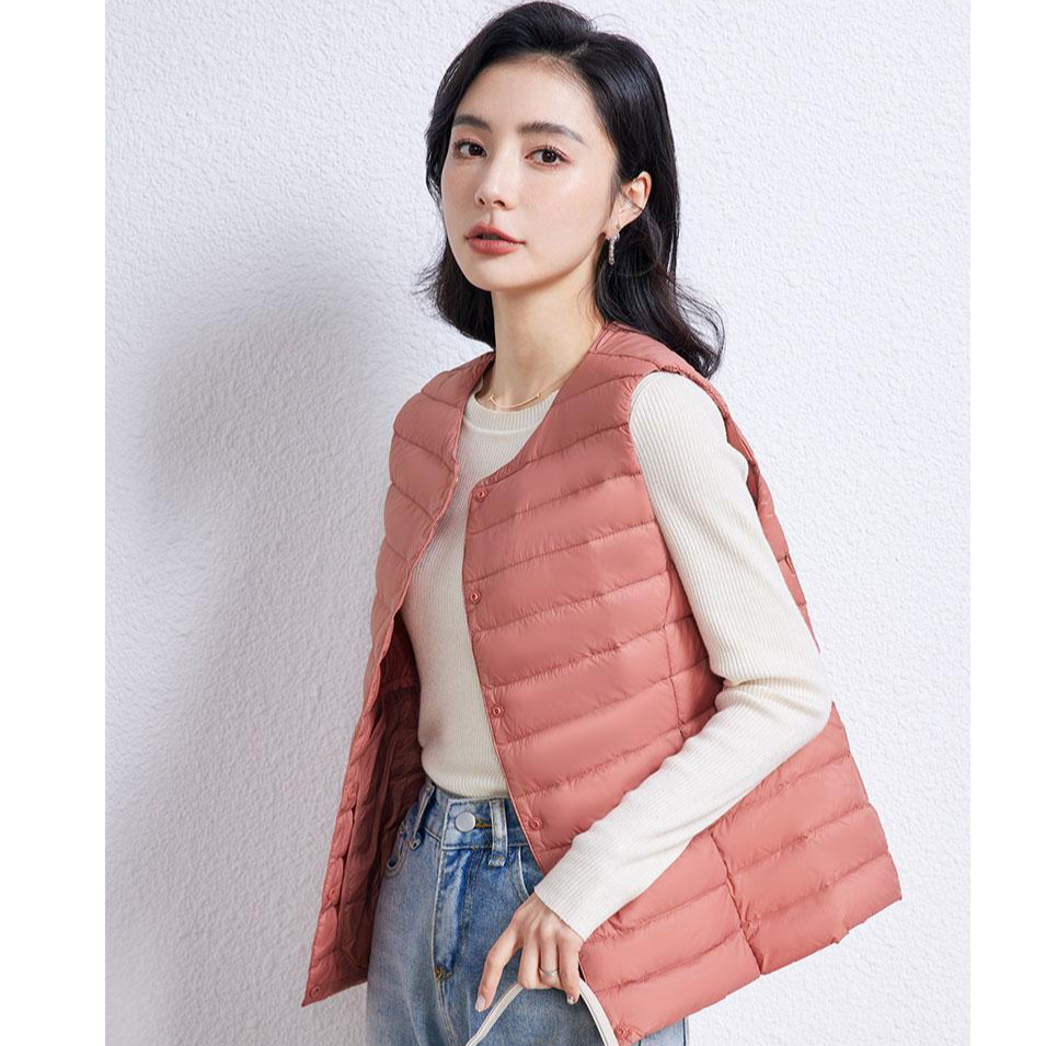 崔万志女款轻薄圆领变V领女装保暖抗寒羽绒服御寒保暖舒适