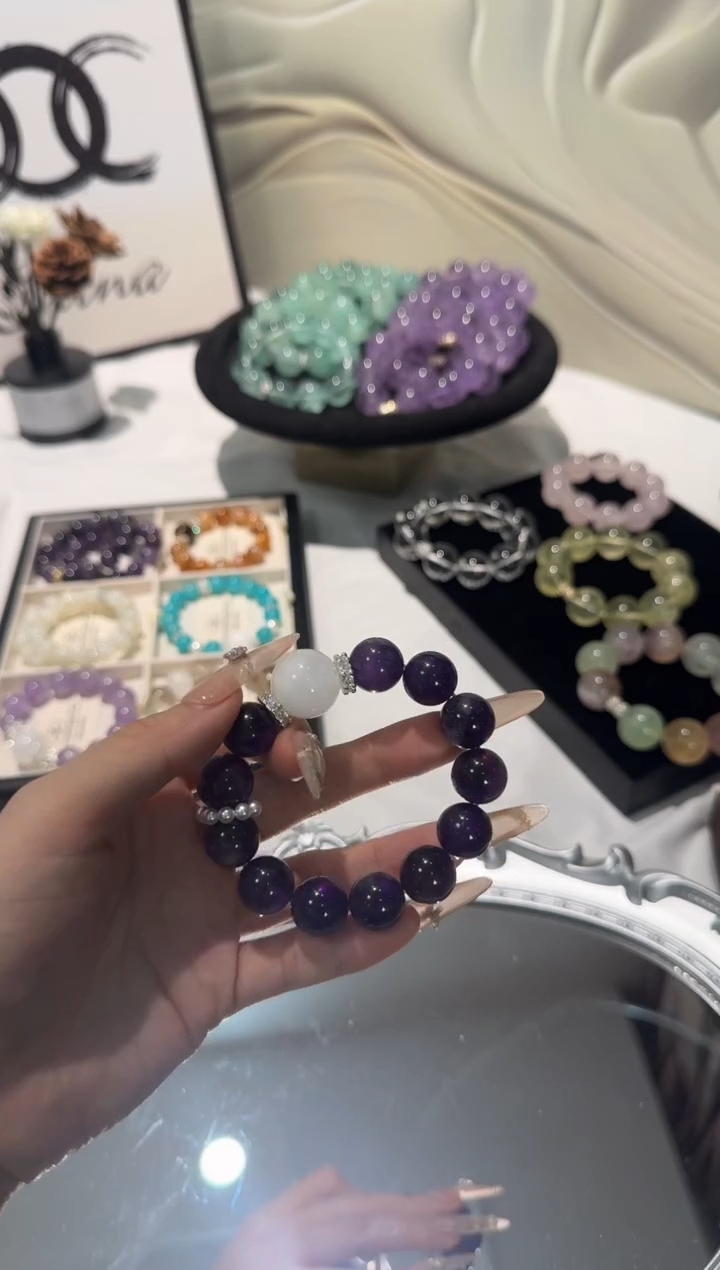 水晶手串未镶嵌乌拉圭X白幽灵