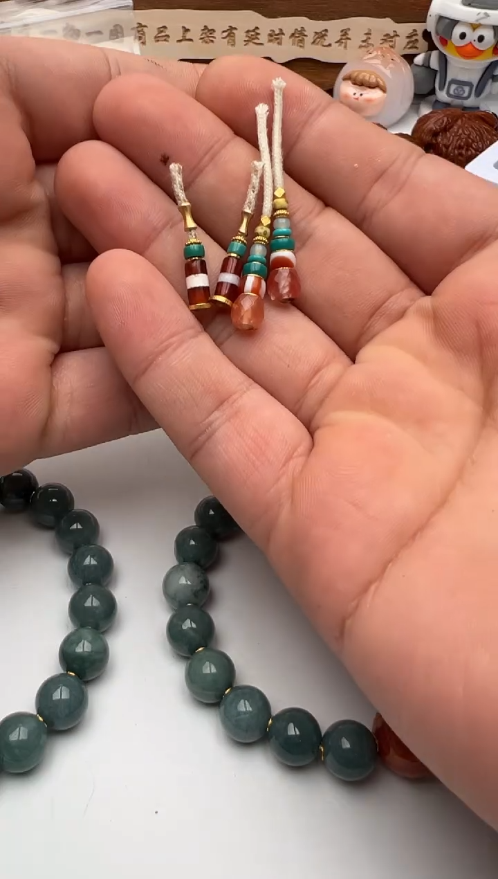 【闪购商品】南红玛瑙弟子珠18K金镶嵌弟子珠侧挂