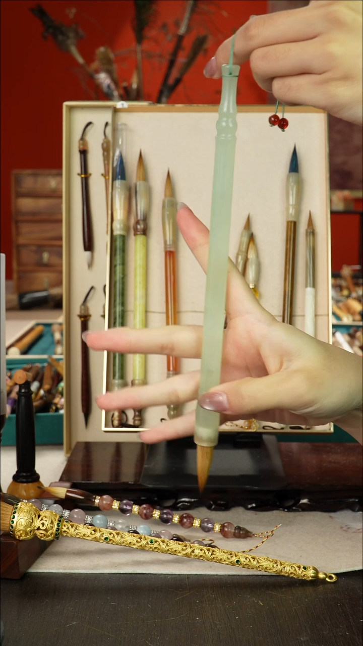 11号闪孤品高货毛笔链接 清水试笔 蘸墨不退