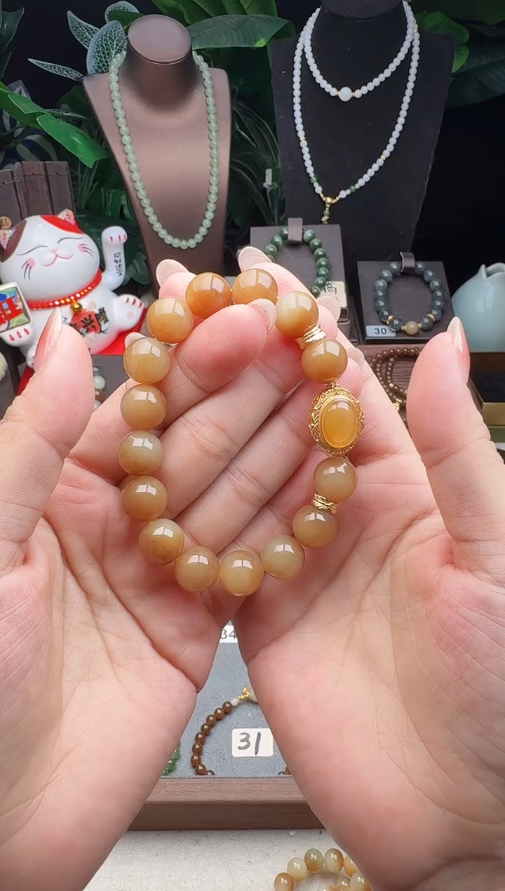 未镶嵌手链和田玉精品12m新疆且末糖玉手串