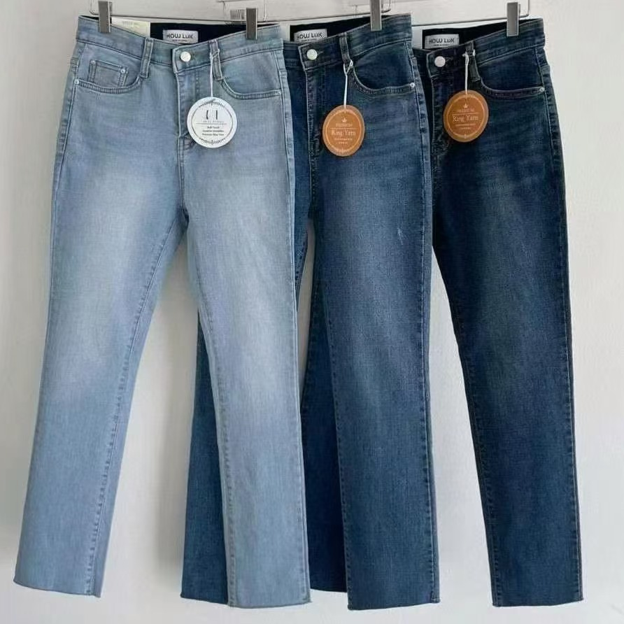 【东大门精选】春季新款松紧中腰弹力显瘦腿直托腹直筒牛仔裤