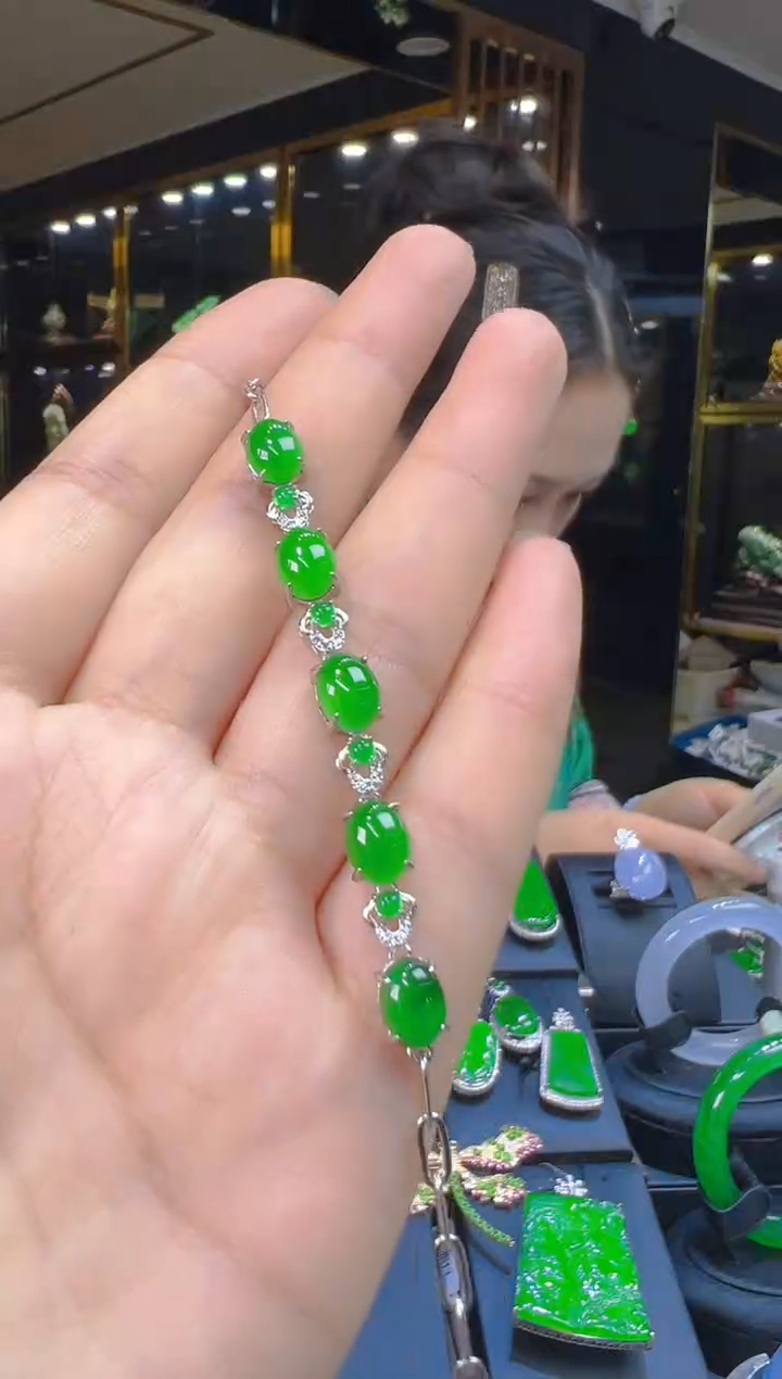 银S925镶嵌手链翡翠108（多样性发其一）
