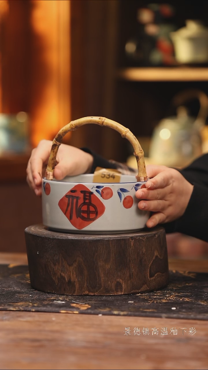 陶瓷景德镇高温釉下手绘陶瓷@L534@
