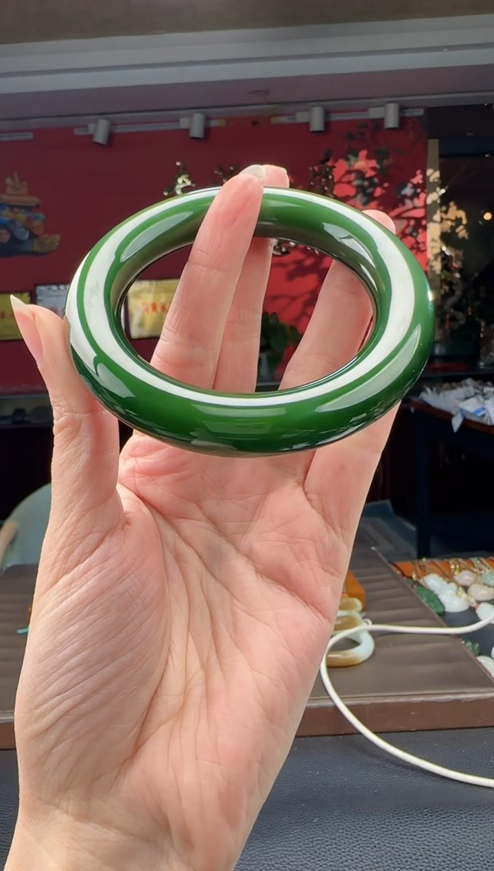 未镶嵌手镯和田玉碧玉圆条手镯55-58