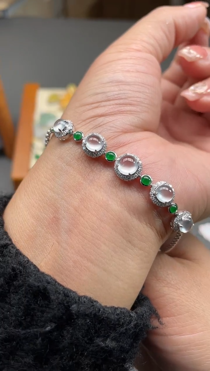 【闪购商品】翡翠手链18K金镶嵌0215AJ18