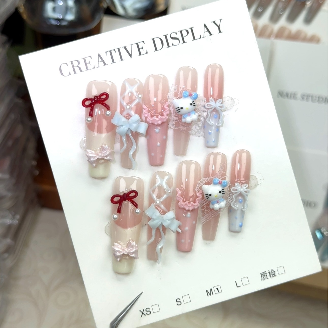 26【甜趣KT】小蛮手工穿戴甲可爱甜妹INS风显白美甲穿戴网红指甲片