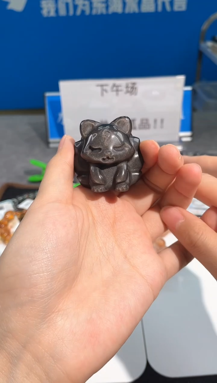 【闪购商品】水晶手链未镶嵌120号银曜石九尾摆件