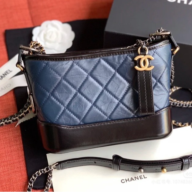 99新 Chanel/香奈儿 小花柳 流浪包 小号 蓝色 25开 包