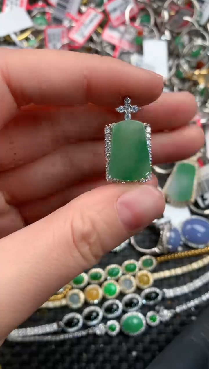 银S925镶嵌戒指翡翠10   5