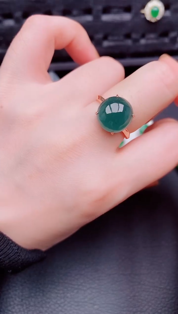 【闪购商品】翡翠戒指银S925镶嵌天然a货翡翠608
