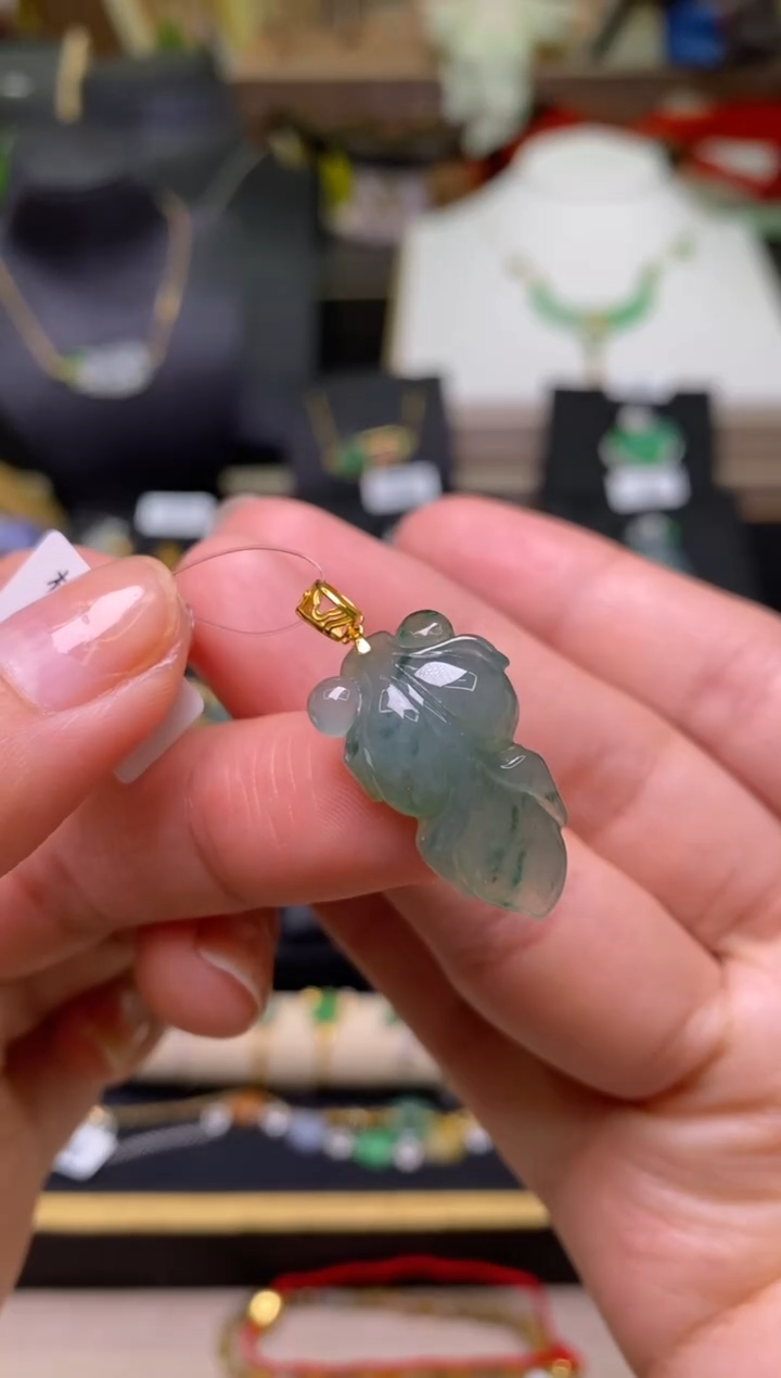 【闪购商品】翡翠颈饰18K金镶嵌净货18322