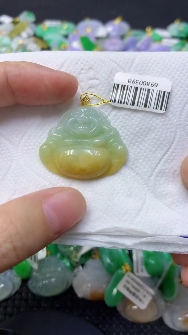 颈饰18K金镶嵌翡翠天然缅甸翡翠A货