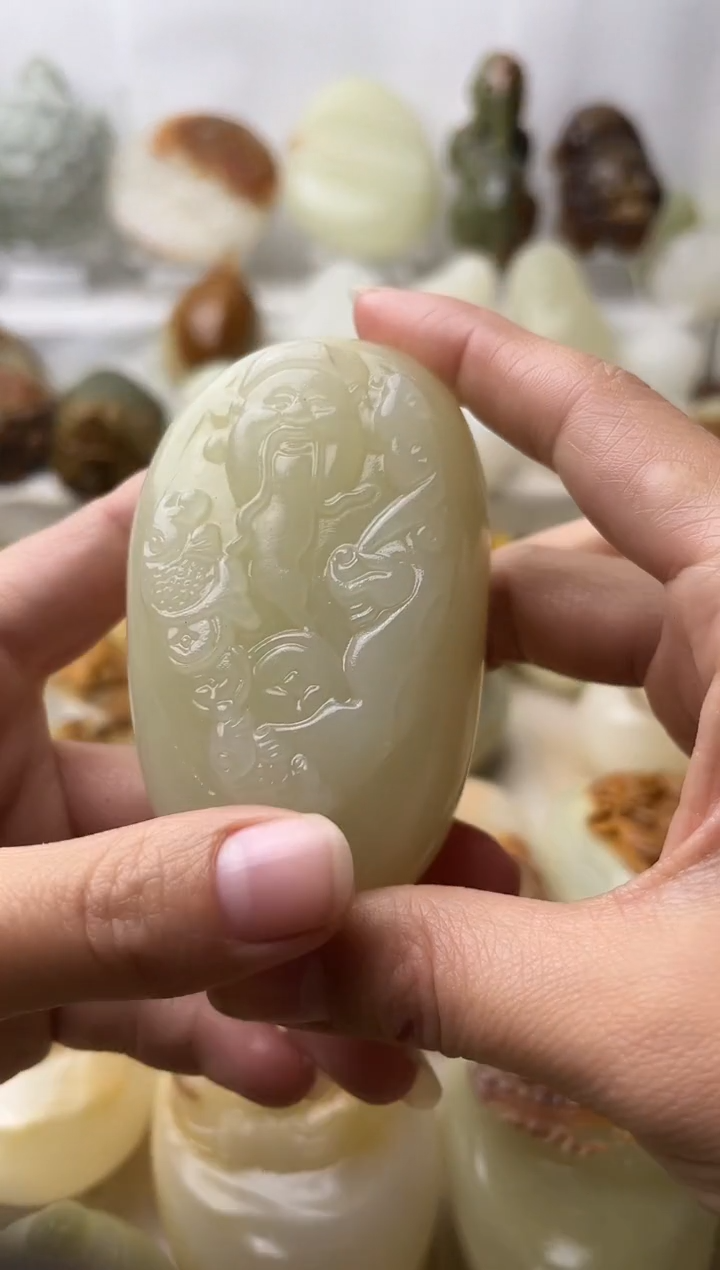 石材古青石棉纹正常不退换财神