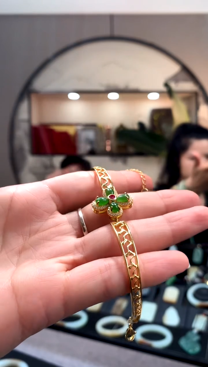 和田玉手镯（开口镯）合金手镯