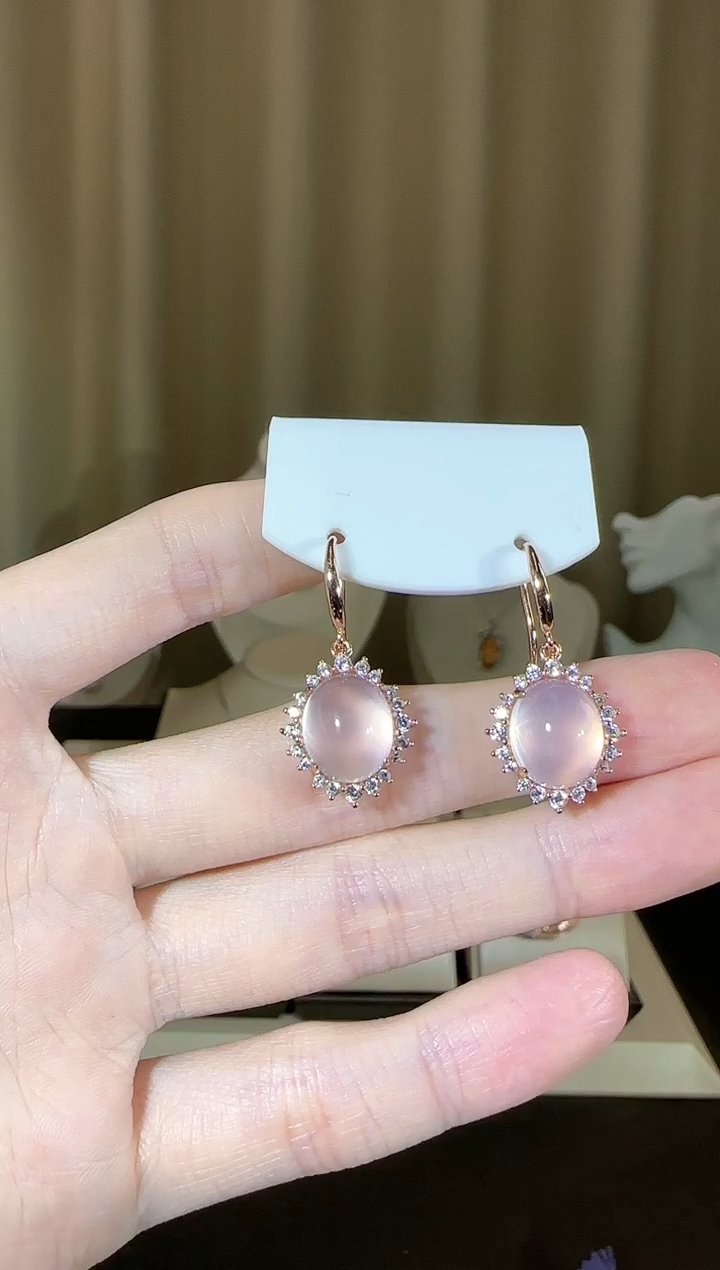 【闪购商品】芙蓉石耳坠银S925镶嵌10*12mm耳钩