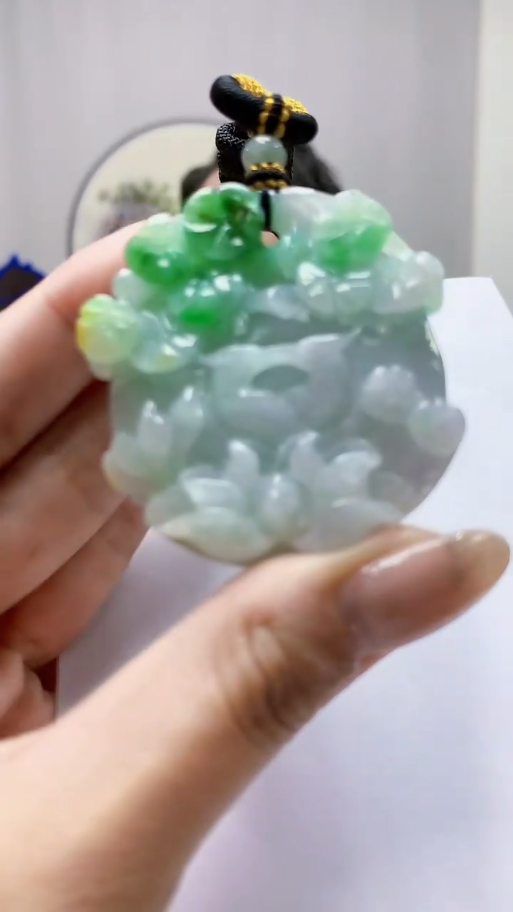 未镶嵌定制翡翠5060MM-毛货挂件116