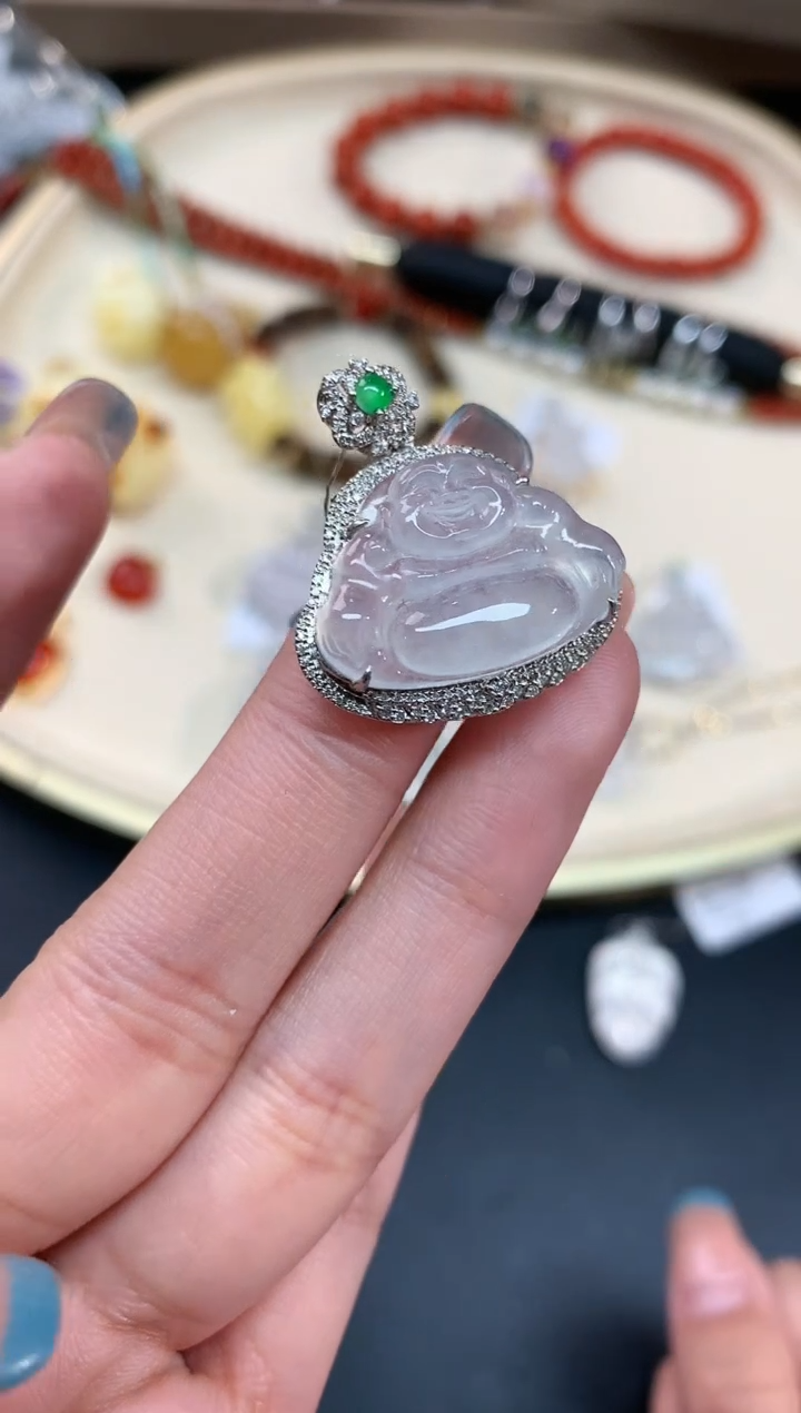 【闪购商品】翡翠吊坠(不含链)18K金镶嵌吊坠A165|3980