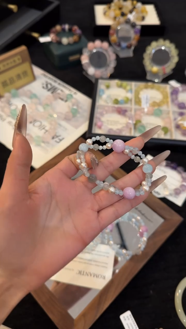 合金手链水晶海蓝宝手链x3398