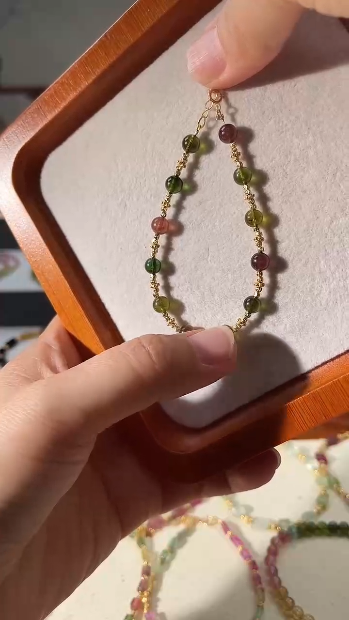 手链银S925镶嵌碧玺6296