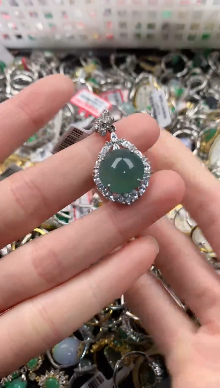 银S925镶嵌戒指翡翠333        3